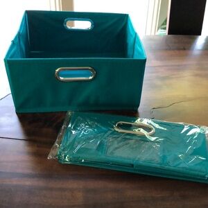 Teal Storage Bin with Handles 2 pack